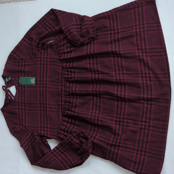 NWT Wild Fable Jumper Plaid Long Sleeve Dress MEDIUM Red Black Pockets - Picture 12 of 16